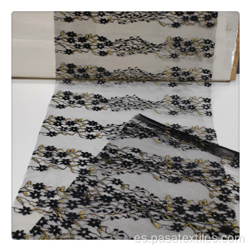 Polyester de punto suave Lycra Lace Mesh Fabricación impresa para blusa de malla para damas